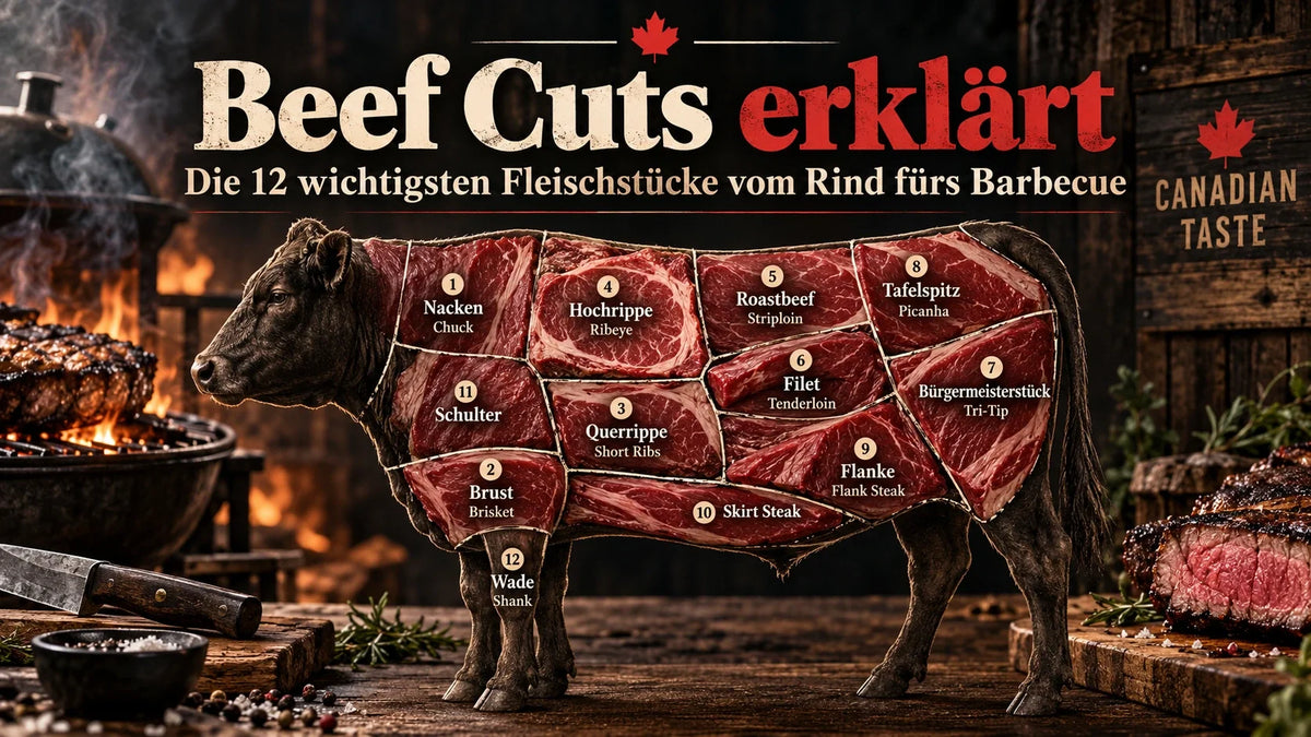 Beef Cuts erklärt: Übersicht der zwölf wichtigsten Rindfleischstücke und ihrer Verwendung beim Barbecue.